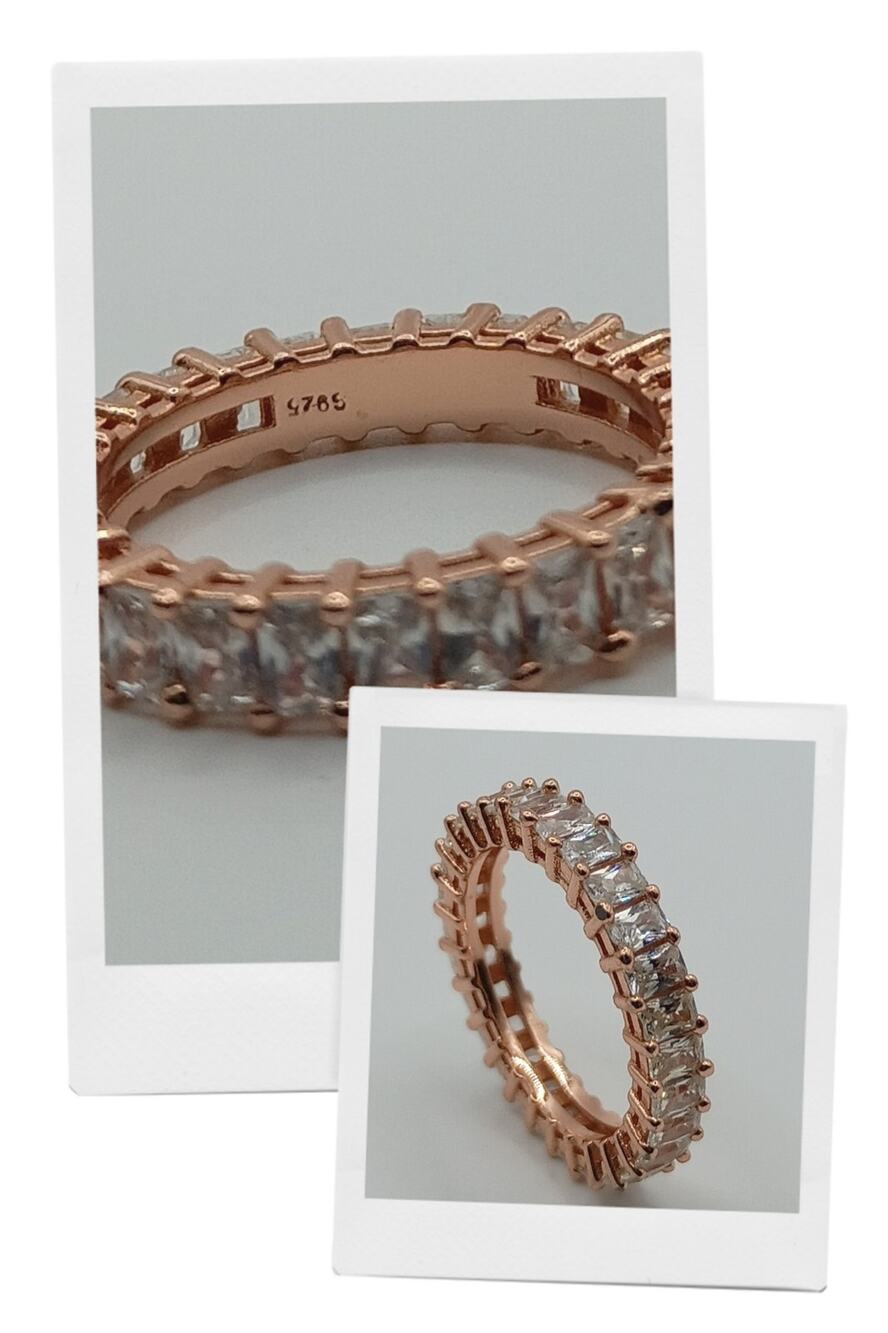 Sterling Silver Eternity Ring with Rose Finish - Size 5.5